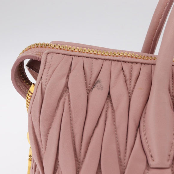 Miu Miu Matelasse Hand Bag Leather 2way Pink Gold Tone Auth bs37973V