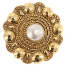 CHANEL Brooch Metal Gold Tone White CC Auth bs37976V-1
