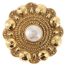 CHANEL Brooch Metal Gold Tone White CC Auth bs37976V-2