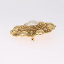 CHANEL Brooch Metal Gold Tone White CC Auth bs37976V-4