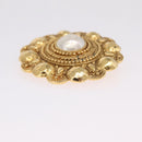 CHANEL Brooch Metal Gold Tone White CC Auth bs37976V-7