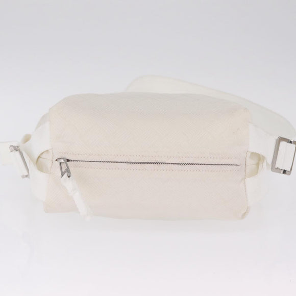 Bottega Veneta Shoulder Bag Canvas White Silver Auth bs37977