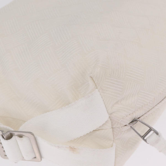 Bottega Veneta Shoulder Bag Canvas White Silver Auth bs37977
