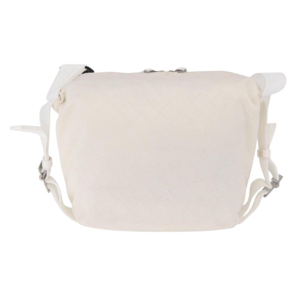 Bottega Veneta Shoulder Bag Canvas White Silver Auth bs37977