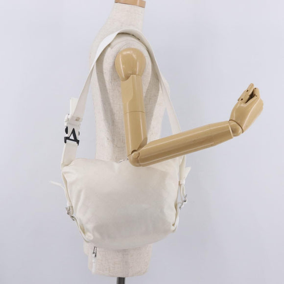 Bottega Veneta Shoulder Bag Canvas White Silver Auth bs37977