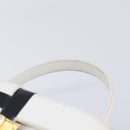 CELINE Vanity Hand Bag Leather White Gold Tone Auth bs37980-10