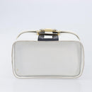 CELINE Vanity Hand Bag Leather White Gold Tone Auth bs37980-11