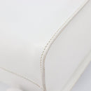 CELINE Vanity Hand Bag Leather White Gold Tone Auth bs37980-15