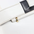 CELINE Vanity Hand Bag Leather White Gold Tone Auth bs37980-16