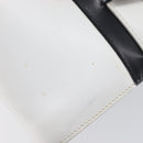 CELINE Vanity Hand Bag Leather White Gold Tone Auth bs37980-18