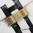 CELINE Vanity Hand Bag Leather White Gold Tone Auth bs37980-19