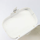 CELINE Vanity Hand Bag Leather White Gold Tone Auth bs37980-20