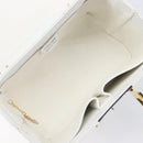 CELINE Vanity Hand Bag Leather White Gold Tone Auth bs37980-22