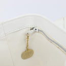 CELINE Vanity Hand Bag Leather White Gold Tone Auth bs37980-25