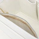 CELINE Vanity Hand Bag Leather White Gold Tone Auth bs37980-27
