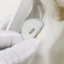 CELINE Vanity Hand Bag Leather White Gold Tone Auth bs37980-28
