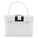 CELINE Vanity Hand Bag Leather White Gold Tone Auth bs37980-3