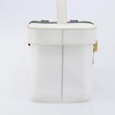 CELINE Vanity Hand Bag Leather White Gold Tone Auth bs37980-5