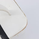 CELINE Vanity Hand Bag Leather White Gold Tone Auth bs37980-7