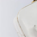 CELINE Vanity Hand Bag Leather White Gold Tone Auth bs37980-8
