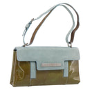 BVLGARI Hand Bag Patent Light Blue Silver Auth bs37982-1