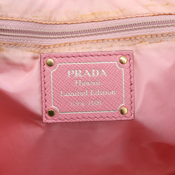 PRADA Tote Bag Nylon Hawaii Limited Pink Gold Tone Auth bs37983