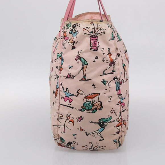 PRADA Tote Bag Nylon Hawaii Limited Pink Gold Tone Auth bs37983