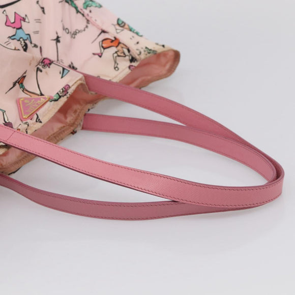 PRADA Tote Bag Nylon Hawaii Limited Pink Gold Tone Auth bs37983