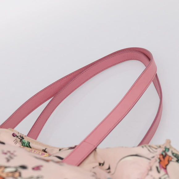 PRADA Tote Bag Nylon Hawaii Limited Pink Gold Tone Auth bs37983
