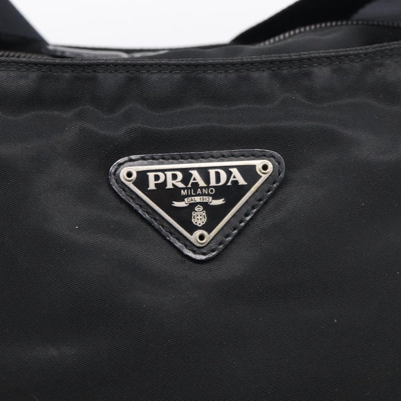 PRADA Tote Bag Nylon Black Silver Auth bs37984