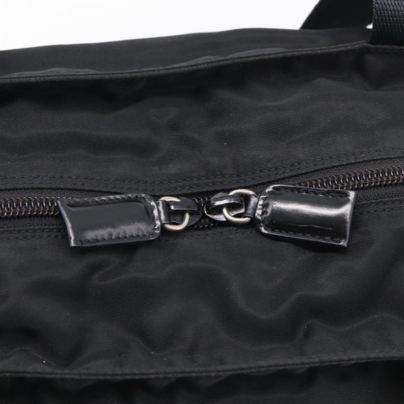 PRADA Tote Bag Nylon Black Silver Auth bs37984