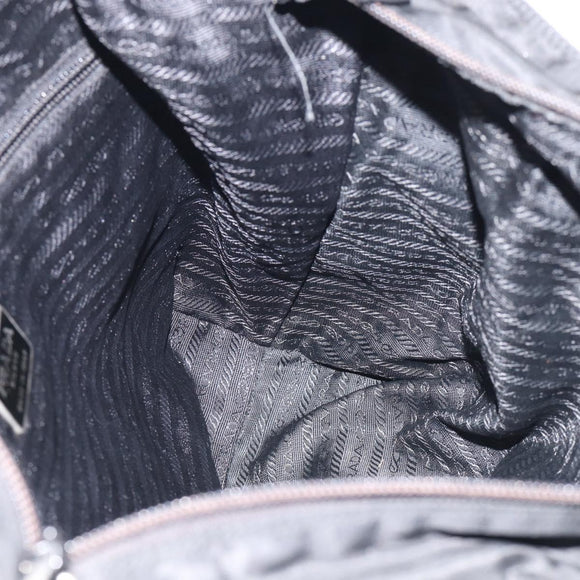 PRADA Tote Bag Nylon Black Silver Auth bs37984