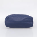PRADA Hand Bag Leather Blue Gold Tone Auth bs37985-10