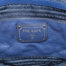 PRADA Hand Bag Leather Blue Gold Tone Auth bs37985-16