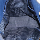 PRADA Hand Bag Leather Blue Gold Tone Auth bs37985-17