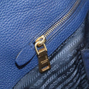 PRADA Hand Bag Leather Blue Gold Tone Auth bs37985-22