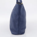 PRADA Hand Bag Leather Blue Gold Tone Auth bs37985-4