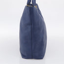 PRADA Hand Bag Leather Blue Gold Tone Auth bs37985-5