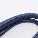 PRADA Hand Bag Leather Blue Gold Tone Auth bs37985-9