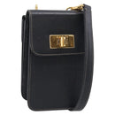 GUCCI Mini Shoulder Bag Leather Black Gold Tone 007 1742 0237 Auth bs37987-1