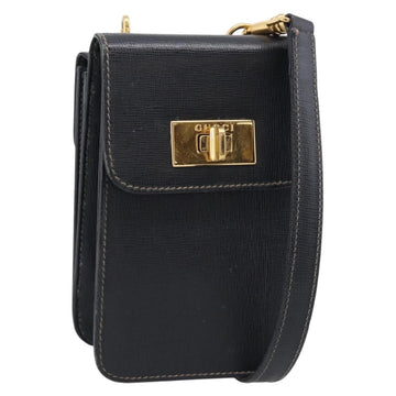 GUCCI Mini Shoulder Bag Leather Black Gold Tone 007 1742 0237 Auth bs37987