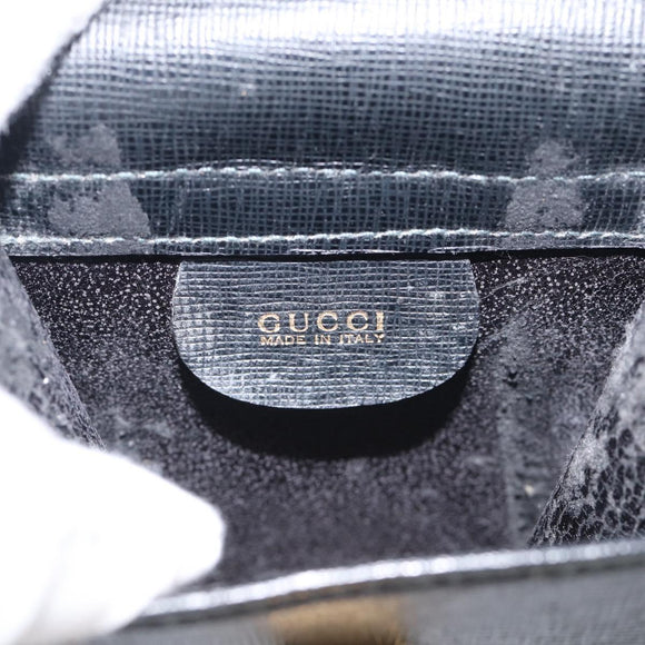 GUCCI Mini Shoulder Bag Leather Black Gold Tone 007 1742 0237 Auth bs37987