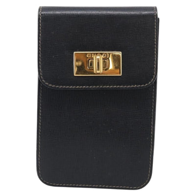GUCCI Mini Shoulder Bag Leather Black Gold Tone 007 1742 0237 Auth bs37987 - 0