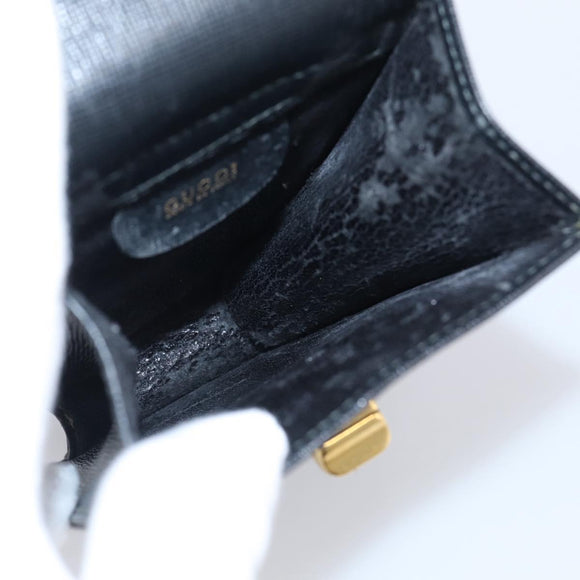 GUCCI Mini Shoulder Bag Leather Black Gold Tone 007 1742 0237 Auth bs37987