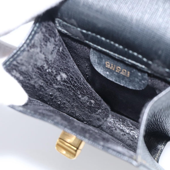 GUCCI Mini Shoulder Bag Leather Black Gold Tone 007 1742 0237 Auth bs37987