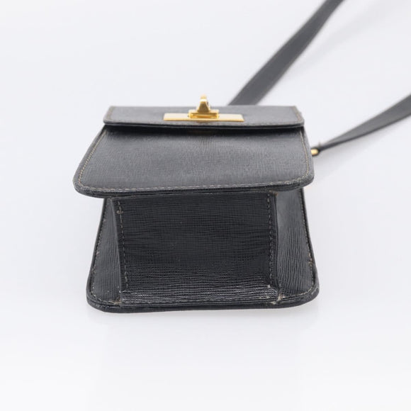 GUCCI Mini Shoulder Bag Leather Black Gold Tone 007 1742 0237 Auth bs37987