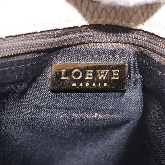 LOEWE Shoulder Bag Leather Ivory Gold Tone Auth bs37990