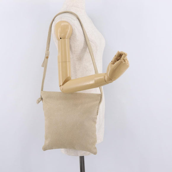 LOEWE Shoulder Bag Leather Ivory Gold Tone Auth bs37990