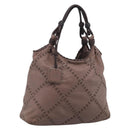LOEWE Shoulder Bag Leather Brown Silver Auth bs37991-1