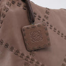 LOEWE Shoulder Bag Leather Brown Silver Auth bs37991-14